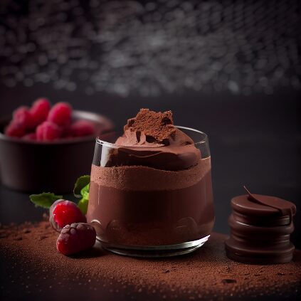 Mousse de Chocolate com Creme Anglaise de Baunilha