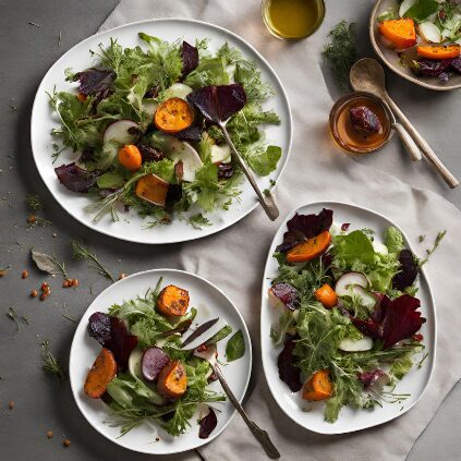 Salada de Folhas Nobres com Legumes Assados e Ervas Finas