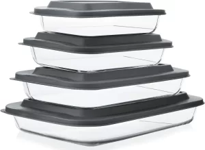 Glass Baking Dish Set with Plastic lids